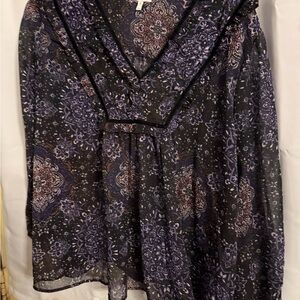 Maurices Black and Purple Patterned Blouse